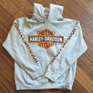 Harley-Davidson Gray and Orange Men's Hoodie Size Medium